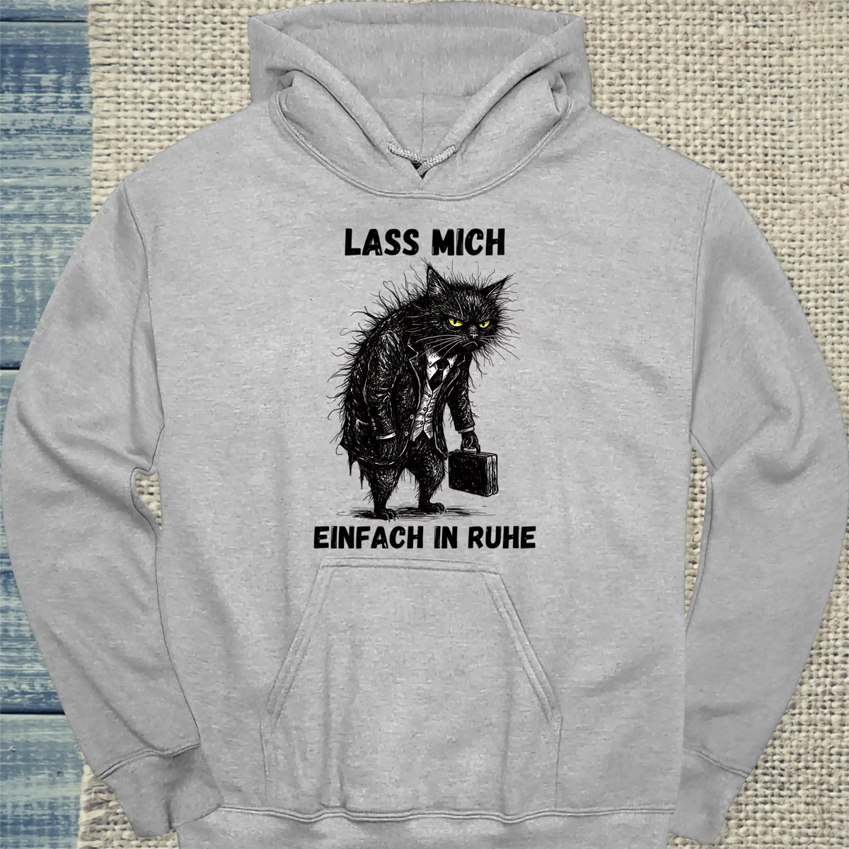 Hoodie - Lass mich einfach in Ruhe - Unisex - Katze Grau