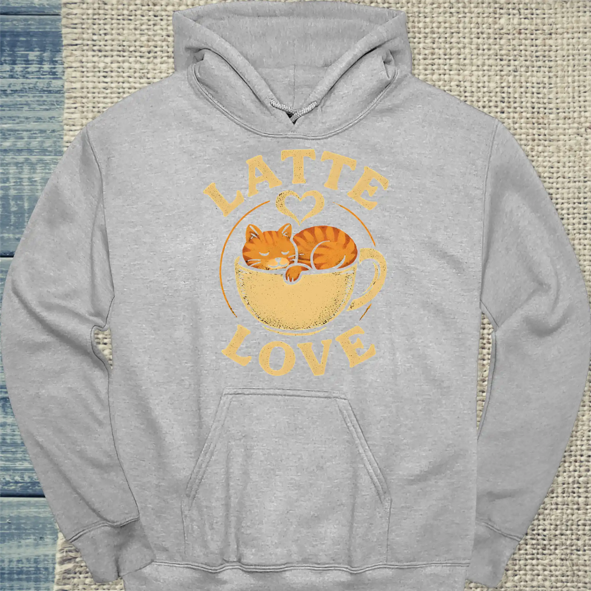 Hoodie - Latte Love - Unisex - Katze & Kaffee Grau