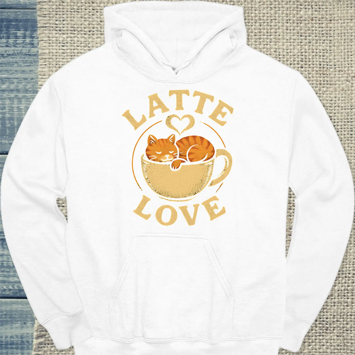 Hoodie - Latte Love - Unisex - Katze & Kaffee Weiß