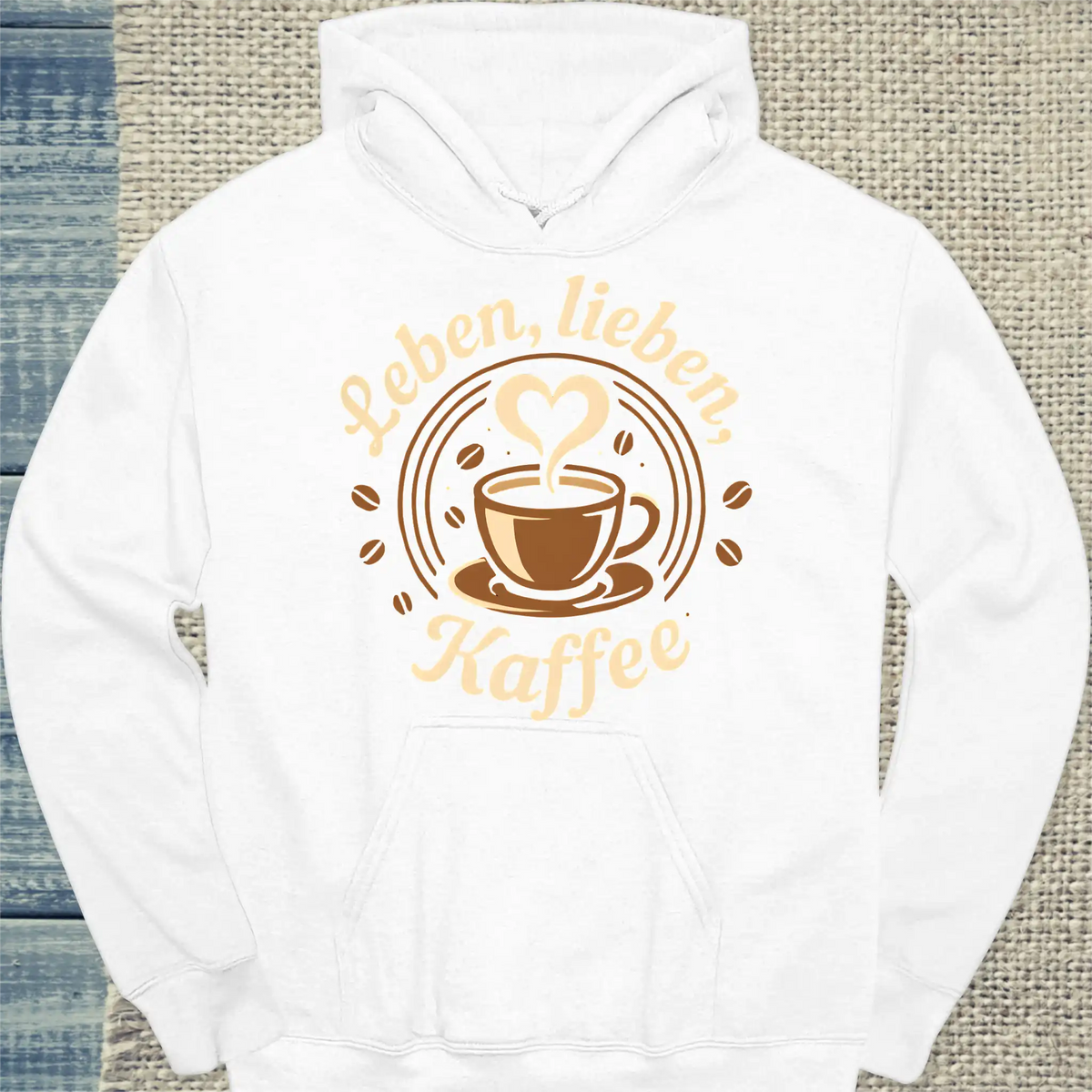 Hoodie - Leben, lieben, Kaffee - Unisex - Kaffee Weiß