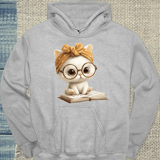 Hoodie - Lesekatze - Unisex - Katze Grau