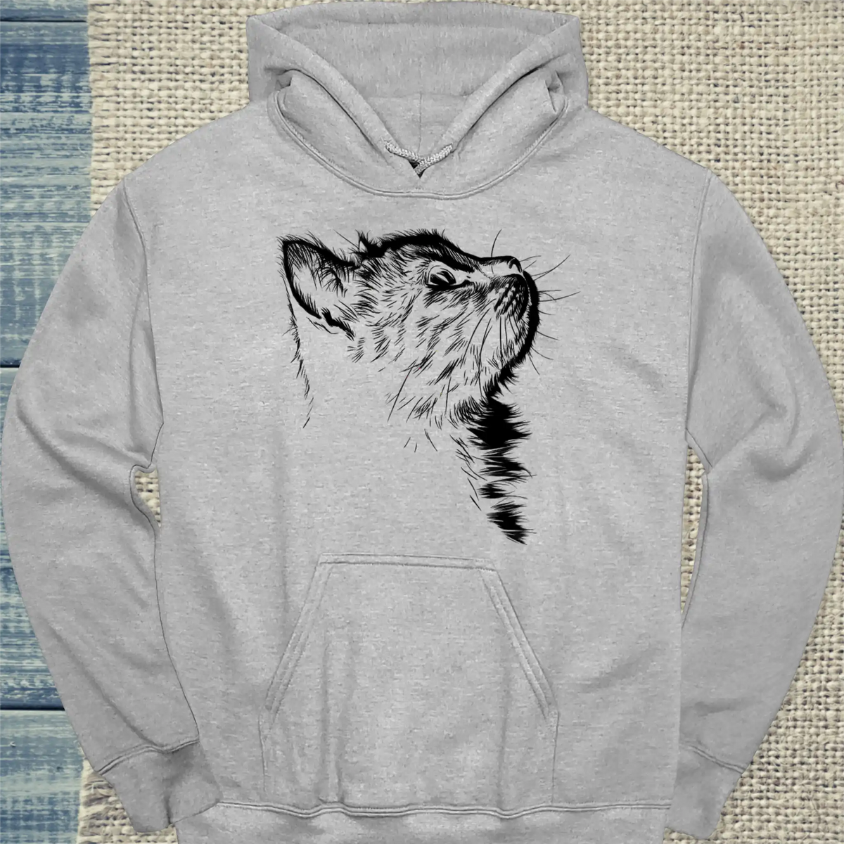 Hoodie - Liebeskummer - Unisex - Katze Grau
