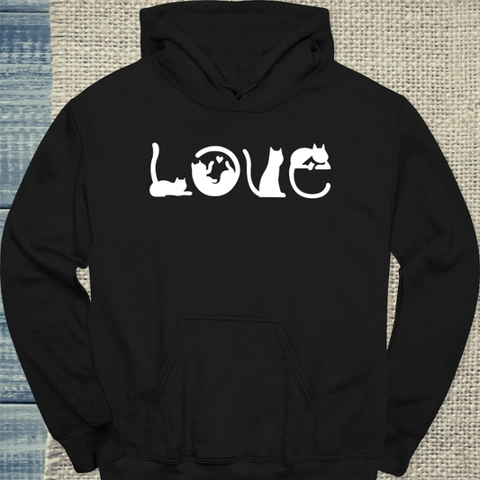 Hoodie - Love - Katzen - Unisex - Katze Schwarz