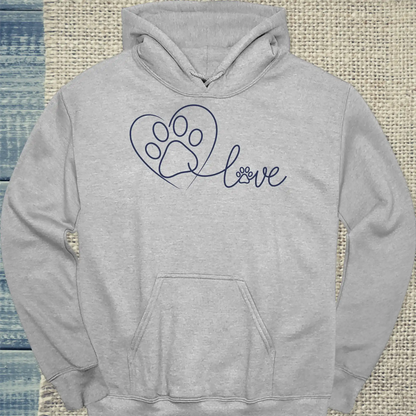 Hoodie - Love - Pfote - Unisex - Katze Grau