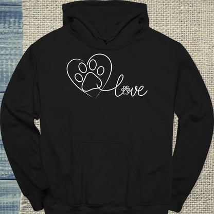 Hoodie - Love - Pfote - Unisex - Katze Schwarz