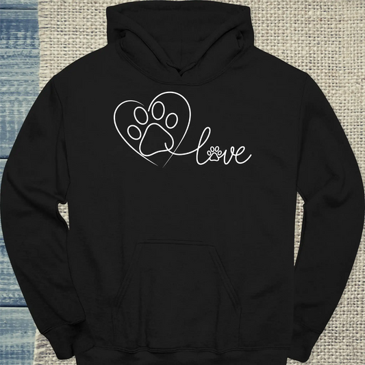 Hoodie - Love - Pfote - Unisex - Katze Schwarz