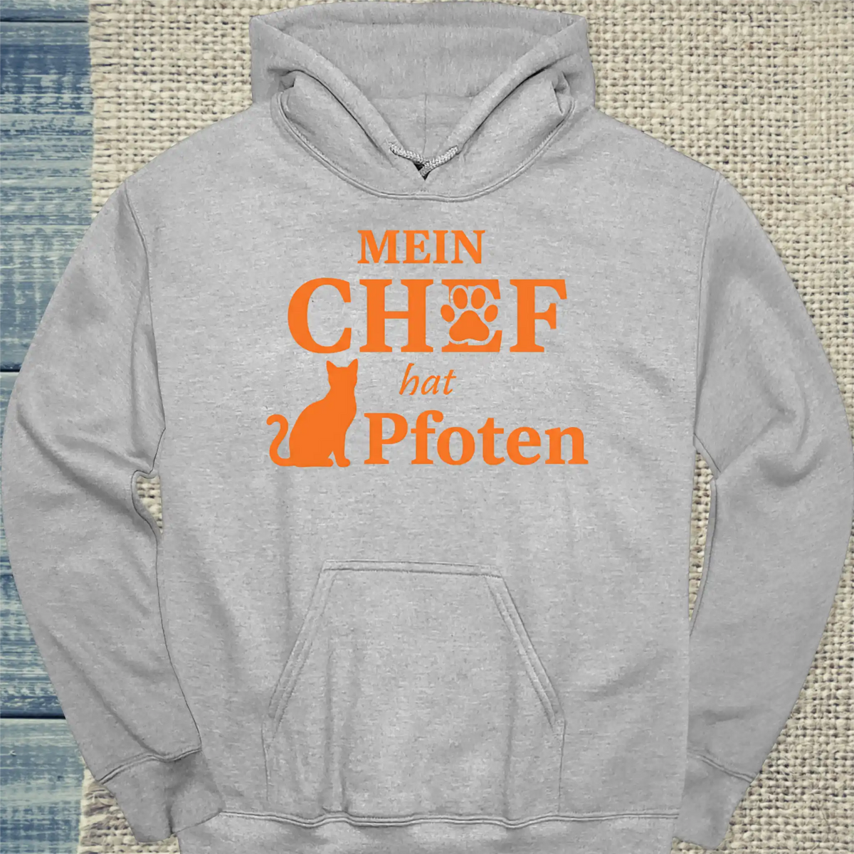 Hoodie - Mein Chef hat Pfoten - Unisex - Katze Grau