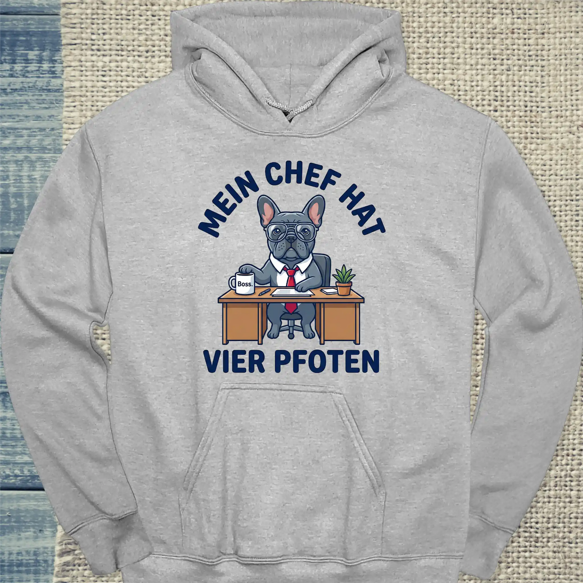 Hoodie - Mein Chef hat vier Pfoten - Unisex - Katze Grau