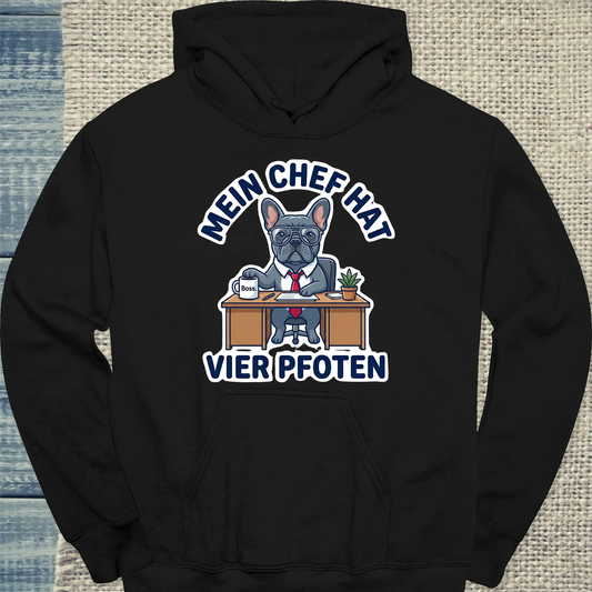 Hoodie - Mein Chef hat vier Pfoten - Unisex - Katze Schwarz