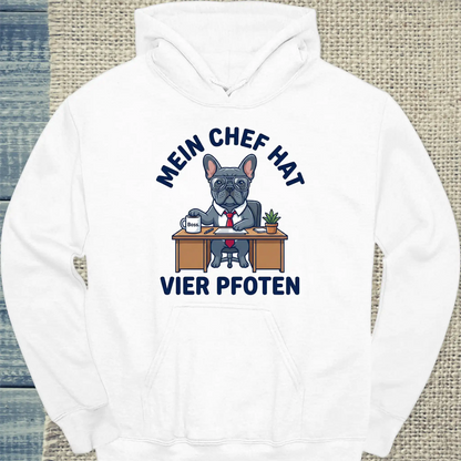 Hoodie - Mein Chef hat vier Pfoten - Unisex - Katze Weiß