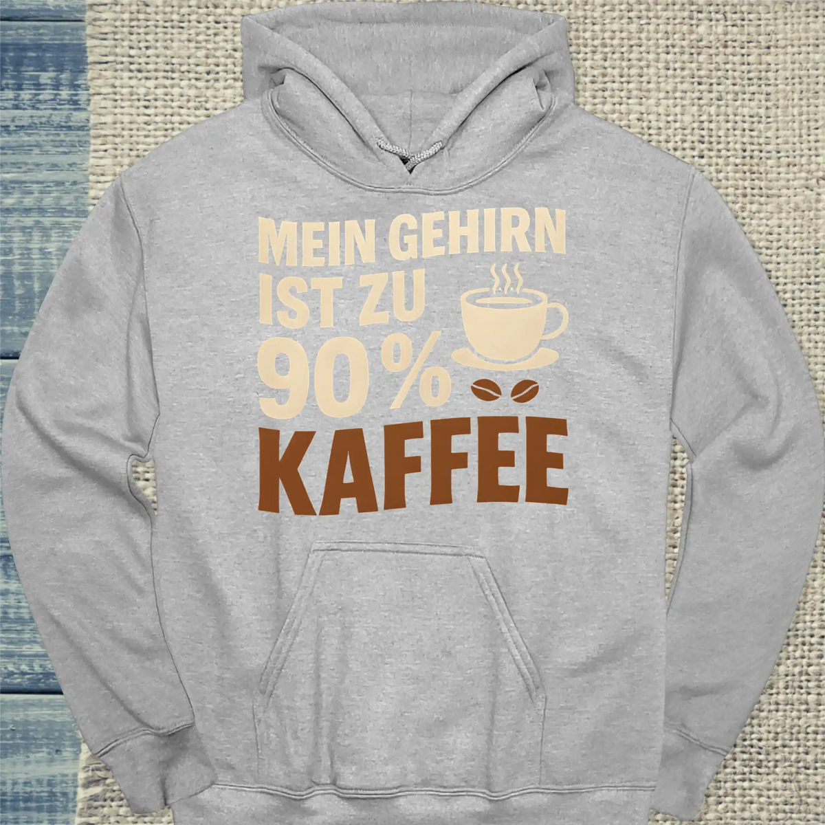 Hoodie - Mein Gehirn ist zu 90 % Kaffee - Unisex - Kaffee Grau