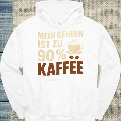 Hoodie - Mein Gehirn ist zu 90 % Kaffee - Unisex - Kaffee Weiß
