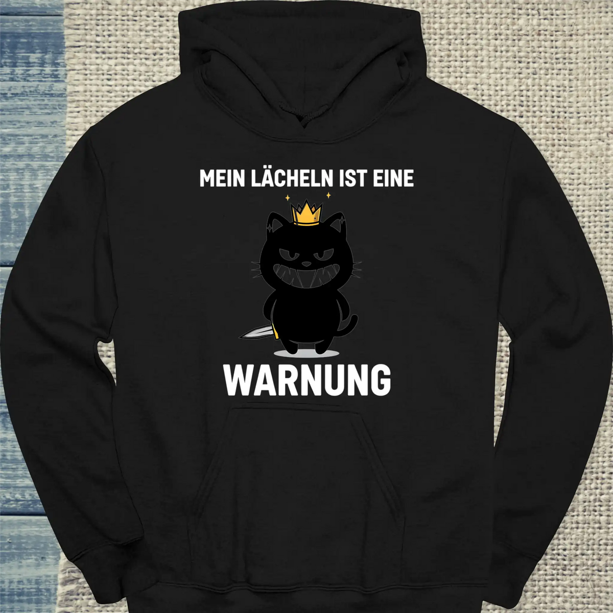 Hoodie - Mein Lächeln ist eine Warnung - Unisex - Katze Schwarz