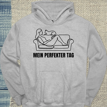 Hoodie - Mein perfekter Tag - Unisex - Katze Grau