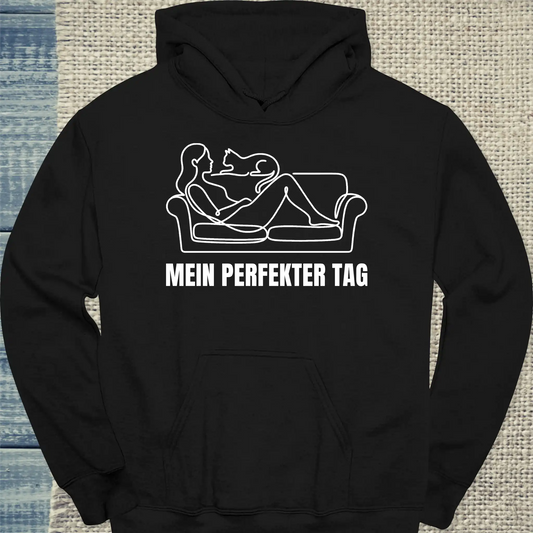 Hoodie - Mein perfekter Tag - Unisex - Katze Schwarz
