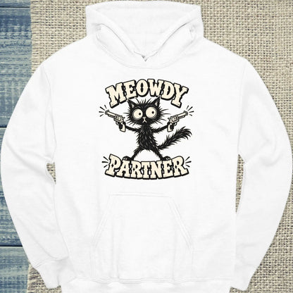 Hoodie - Meowdy Partner - Unisex - Katze Weiß