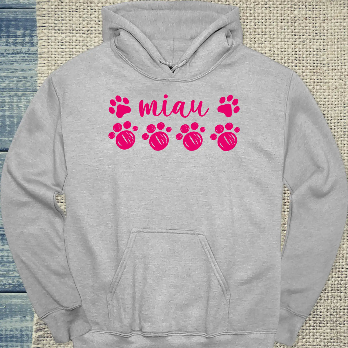 Hoodie - Miau - Unisex - Katze Grau