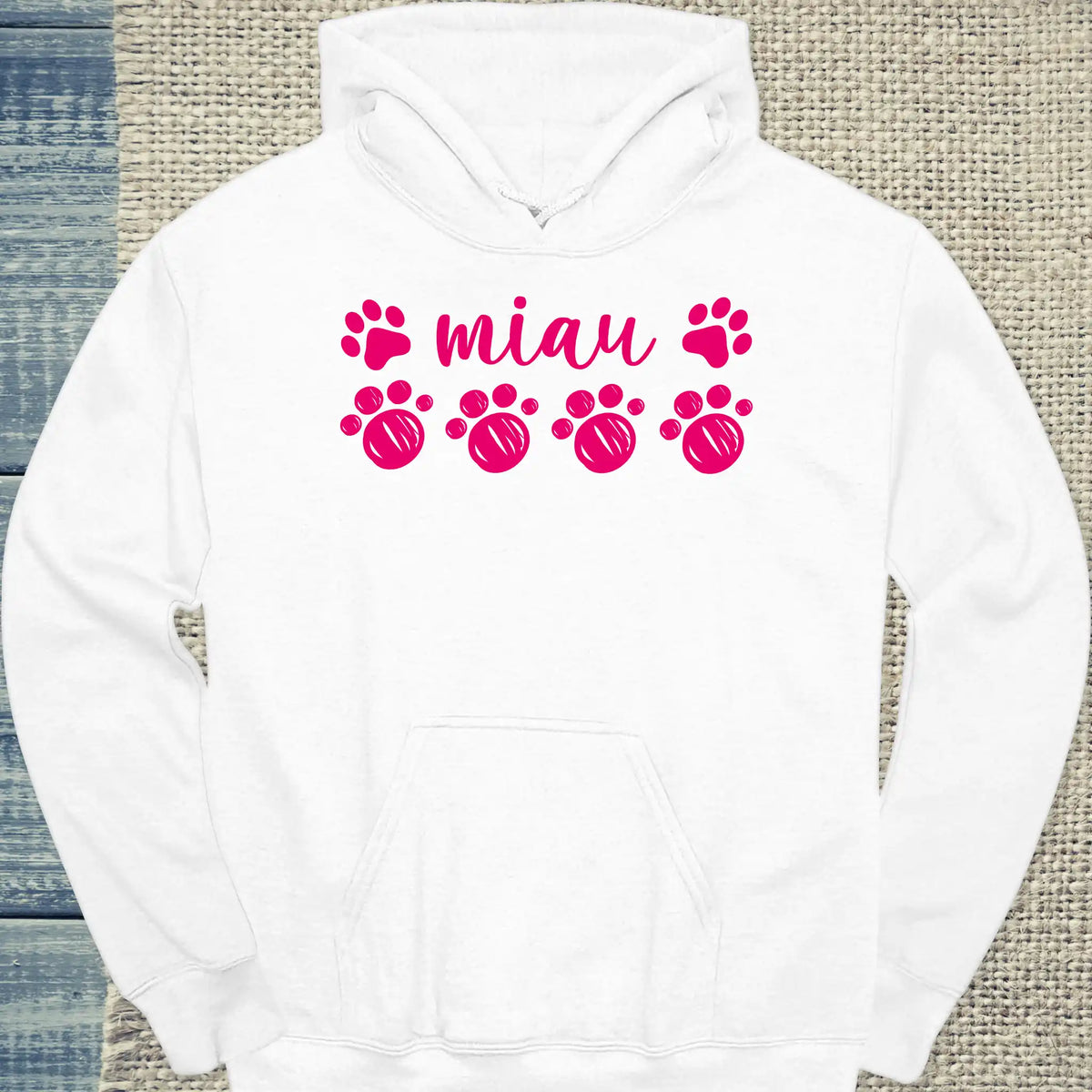 Hoodie - Miau - Unisex - Katze Weiß