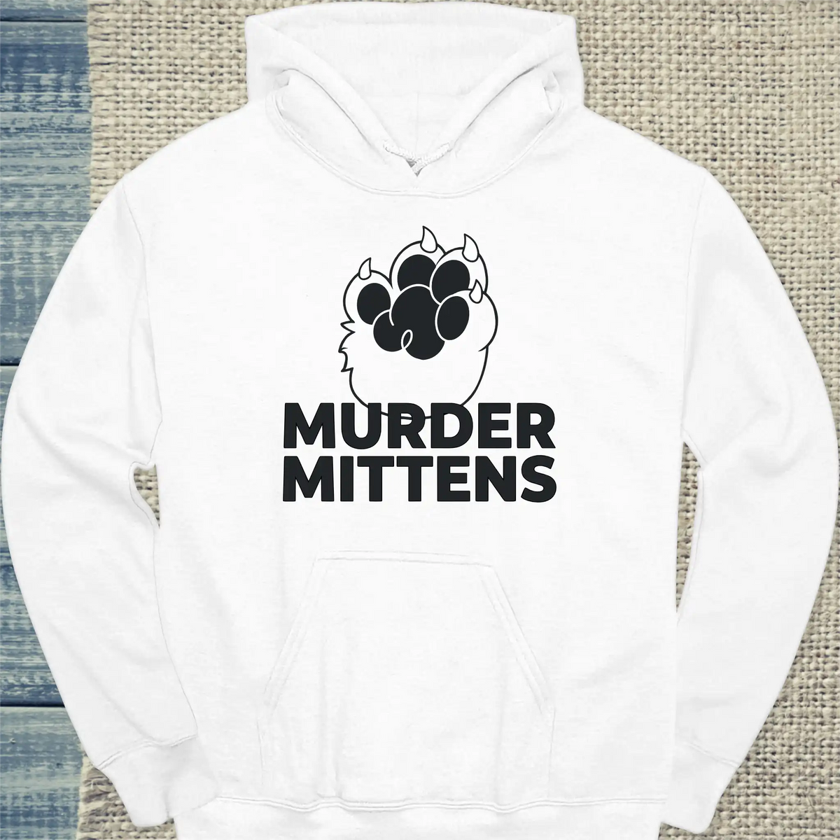 Hoodie - Murder Mittens - Unisex - Katze Weiß