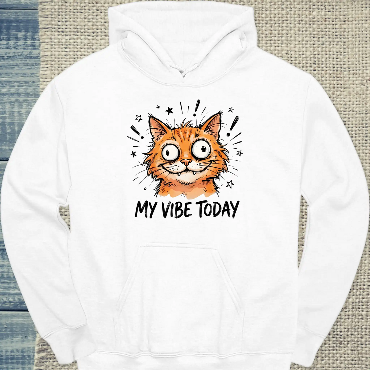 Hoodie - My Vibe Today - Unisex - Katze, Orange Weiß