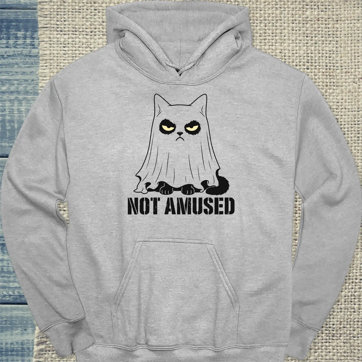 Hoodie - NOT AMUSED - Unisex - Katze, Halloween Grau
