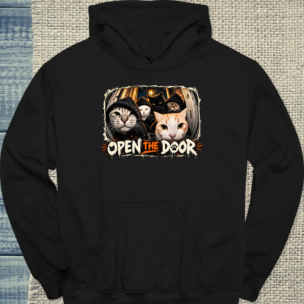 Hoodie - Open - Unisex - Katze, Halloween Schwarz