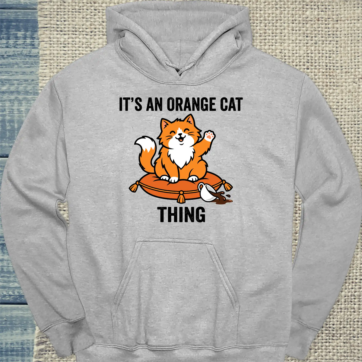 Hoodie - Orange Cat Thing - Unisex - Katze, Orange Grau