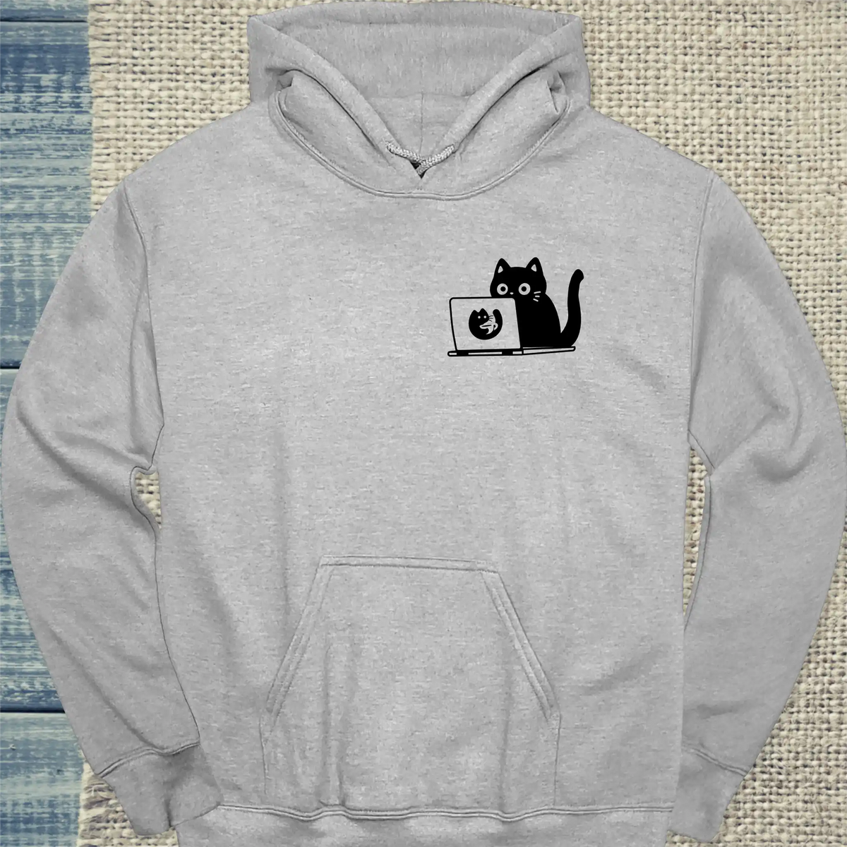 Hoodie - PC Cat - Unisex - Katze Grau