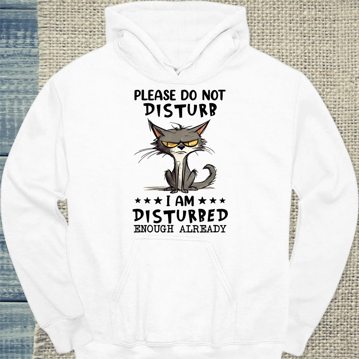 Hoodie - Please Do Not Disturb - Unisex - Katze Weiß