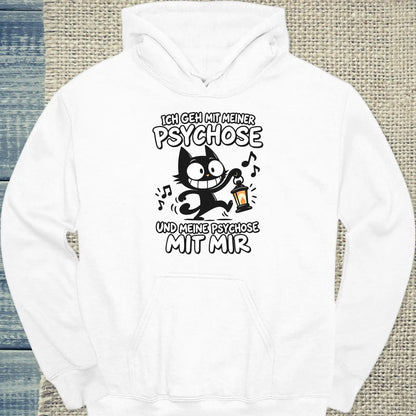 Hoodie - Psychose - Unisex - Katze Weiß