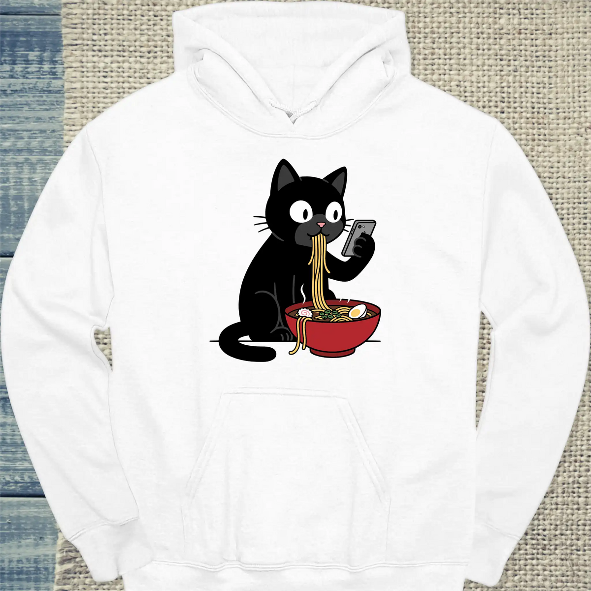 Hoodie - Ramen - Unisex - Katze Weiß