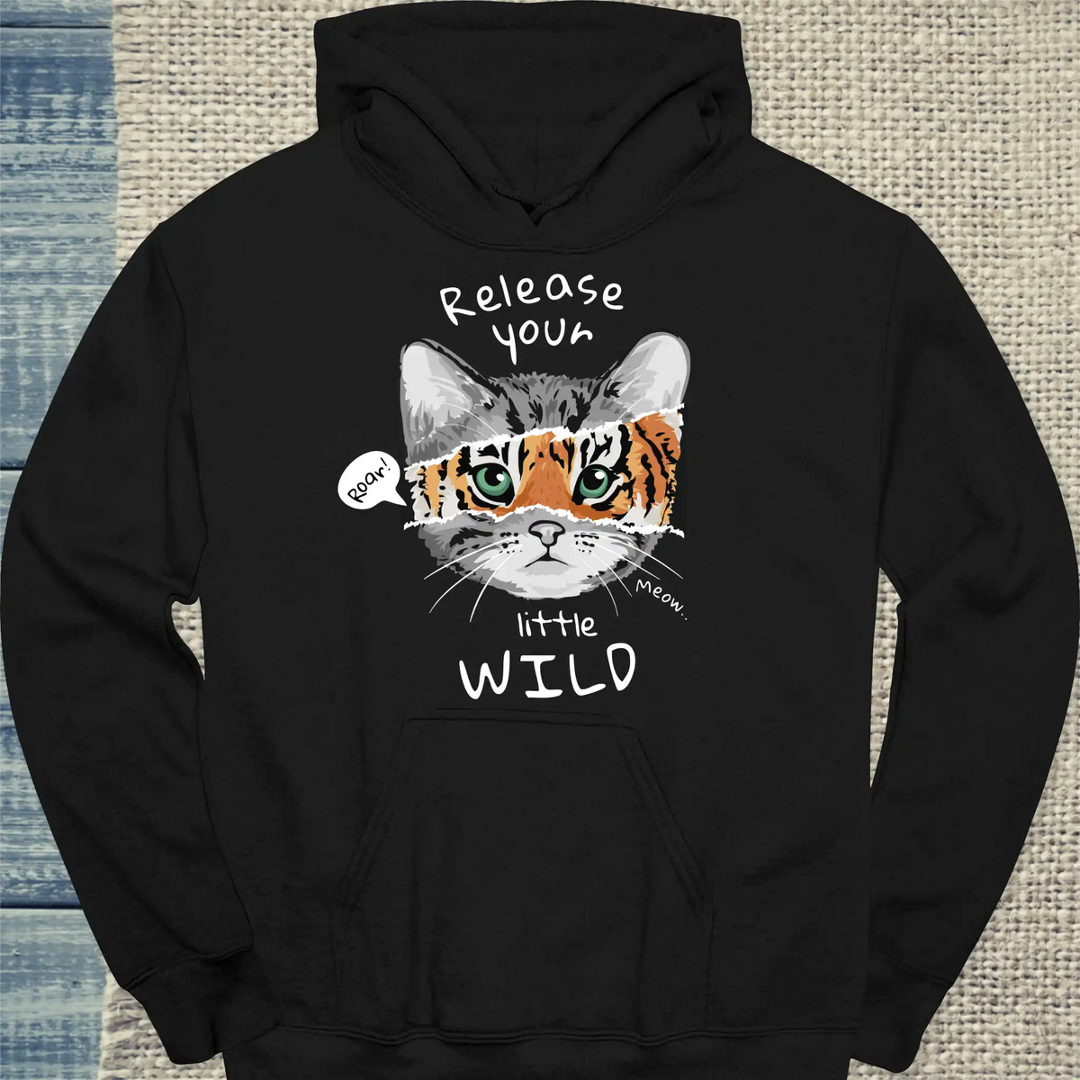 Hoodie - Release your little wild - Unisex - Katze Schwarz