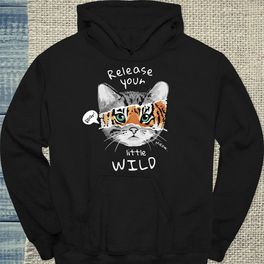 Hoodie - Release your little wild - Unisex - Katze Schwarz
