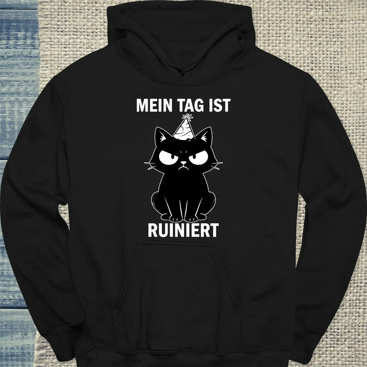 Hoodie - Ruiniert - Unisex - Katze Schwarz