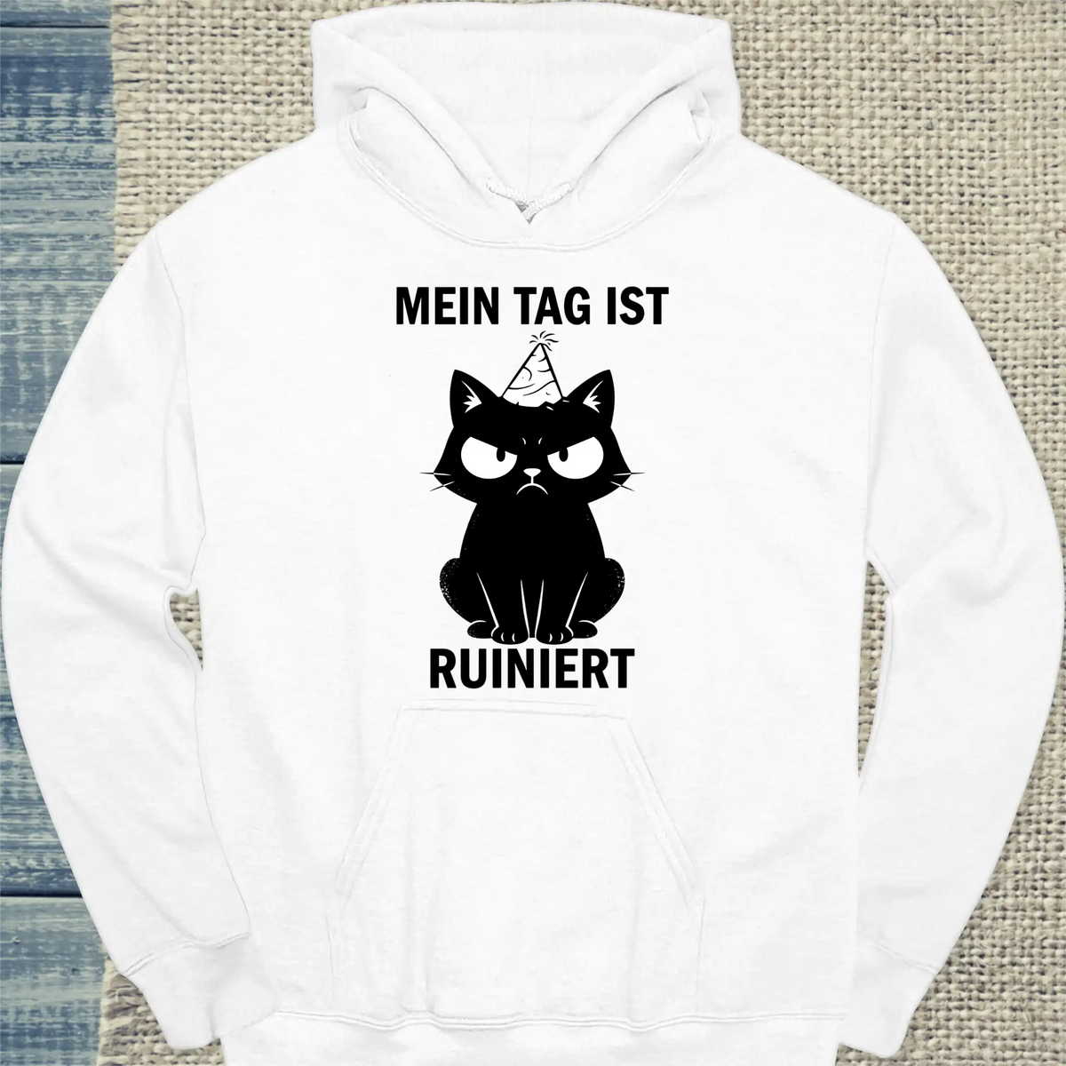 Hoodie - Ruiniert - Unisex - Katze Weiß