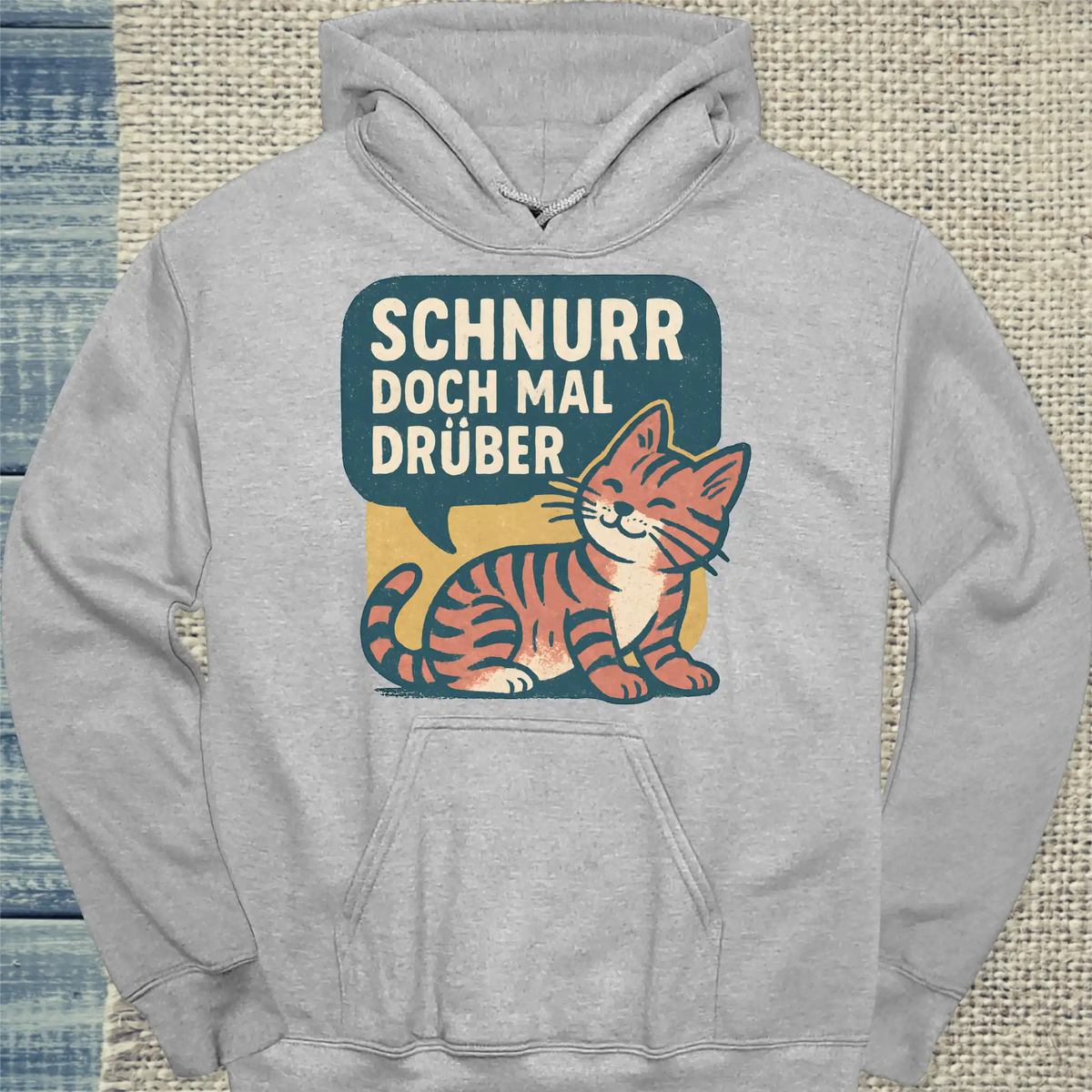 Hoodie - Schnurr doch mal drüber - Unisex - Katze Grau