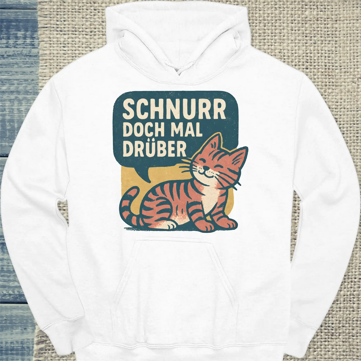 Hoodie - Schnurr doch mal drüber - Unisex - Katze Weiß