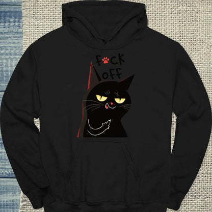 Hoodie - Schwarze Katze Mittelfinger - Unisex - Katze, Black Edition Schwarz