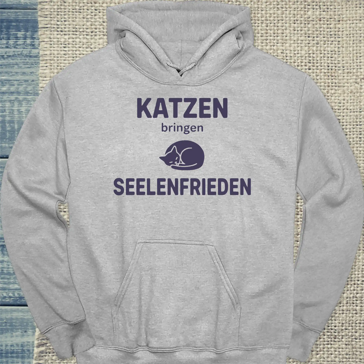Hoodie - Seelenfrieden - Unisex - Katze Grau