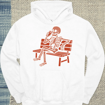 Hoodie - Skelett trinkt Kaffee - Unisex - Kaffee Weiß