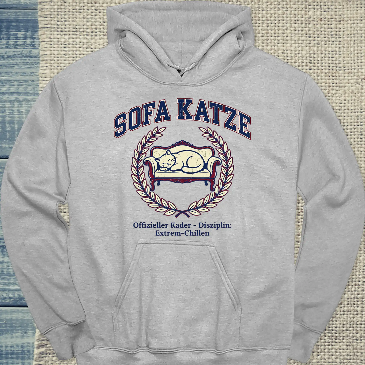 Hoodie - Sofa Katze - Unisex - Katze & Kaffee Grau