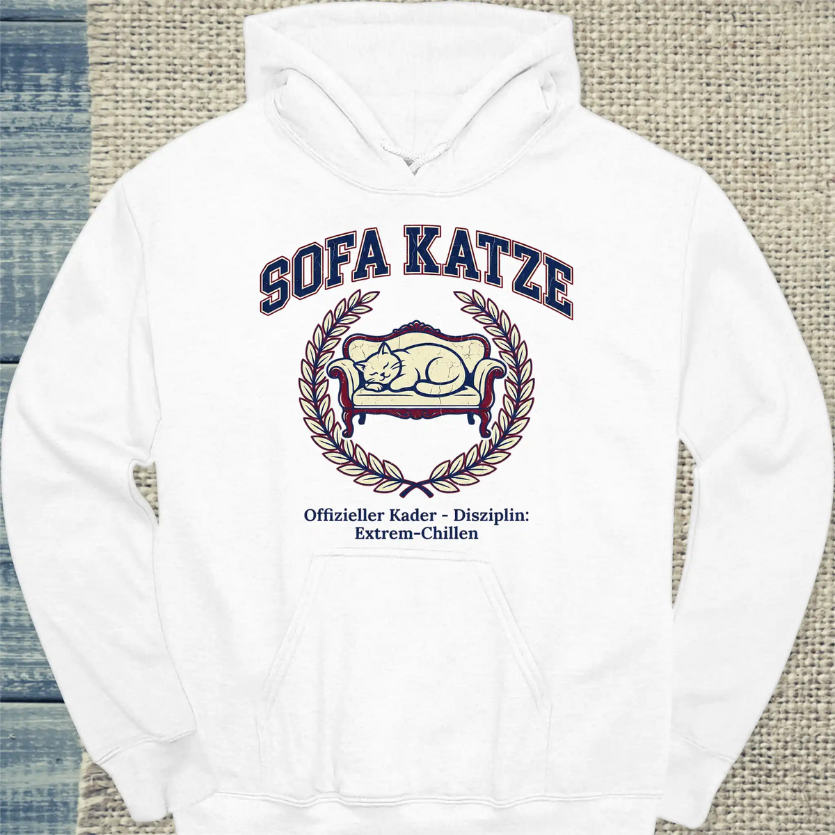 Hoodie - Sofa Katze - Unisex - Katze & Kaffee Weiß