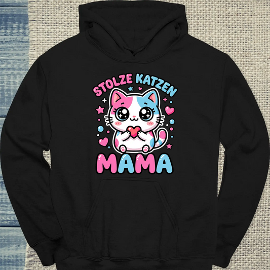 Hoodie - Stolze Katzen Mama - Unisex - Kaffee Schwarz