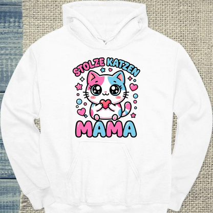 Hoodie - Stolze Katzen Mama - Unisex - Kaffee Weiß