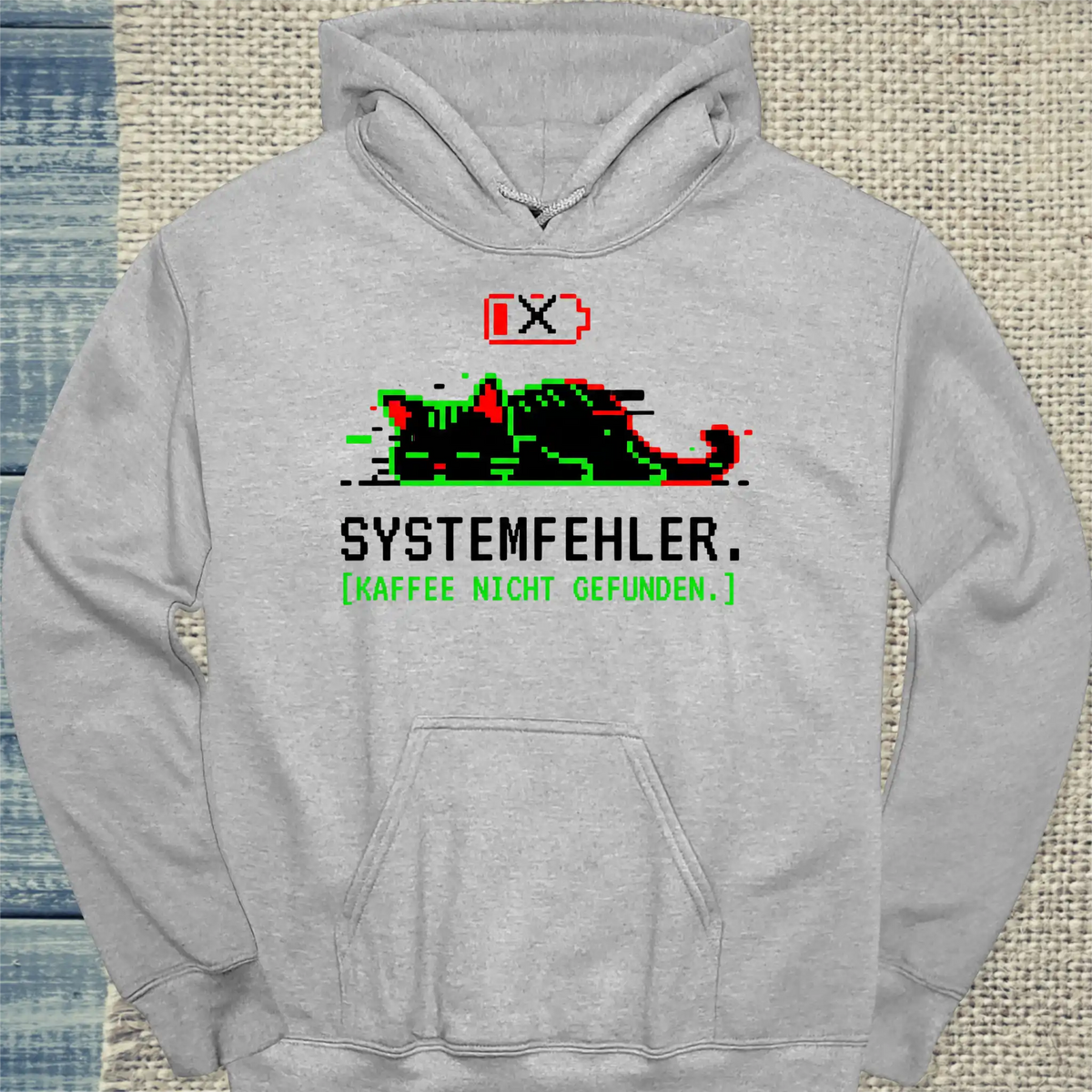 Hoodie - Systemfehler - Unisex - Katze Grau