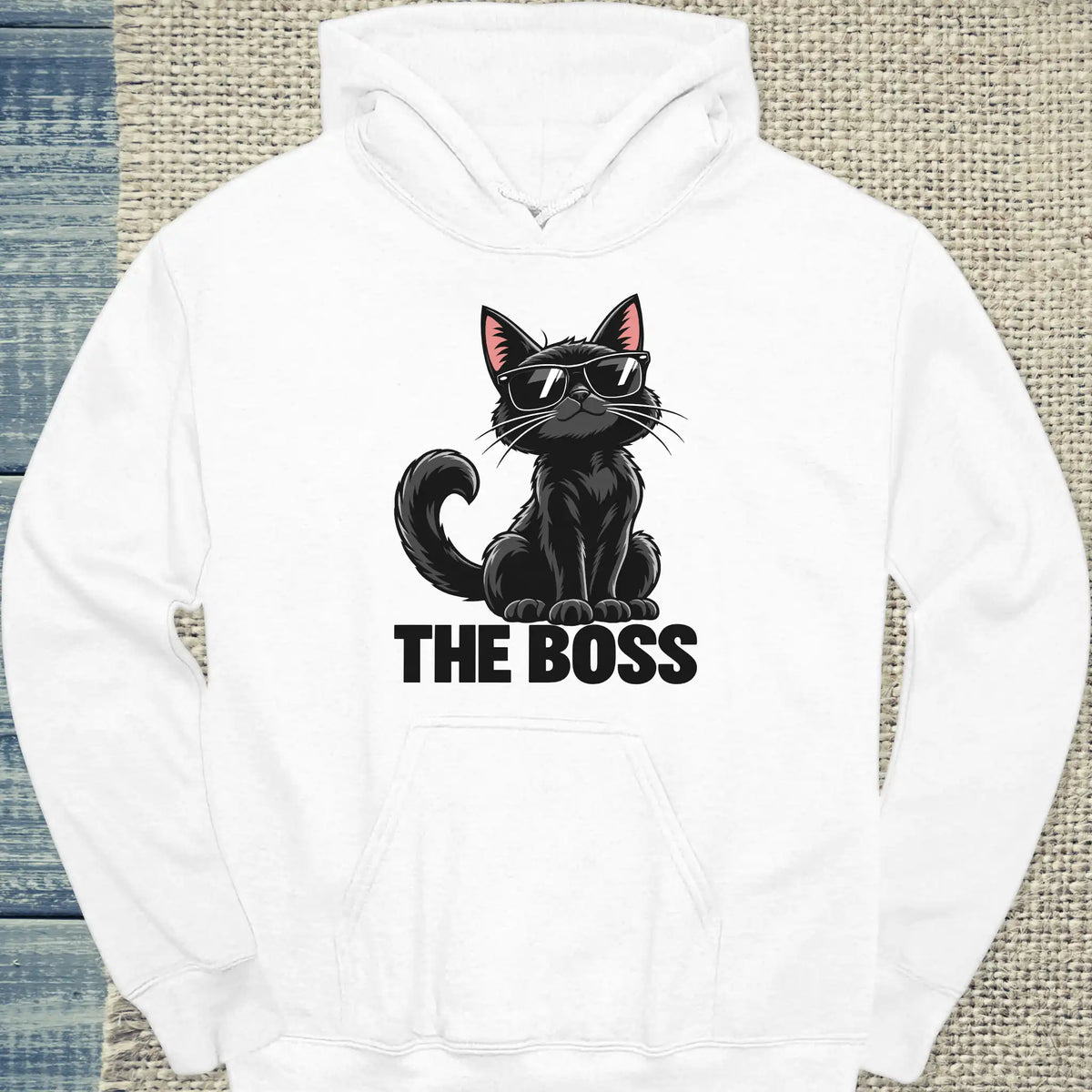 Hoodie - The Boss - Unisex - Katze Weiß