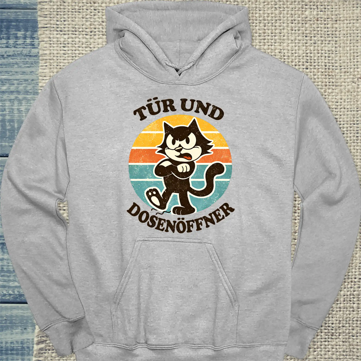 Hoodie - Tür und Dosenöffner - Unisex - Katze Grau