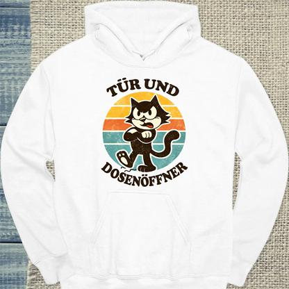 Hoodie - Tür und Dosenöffner - Unisex - Katze Weiß