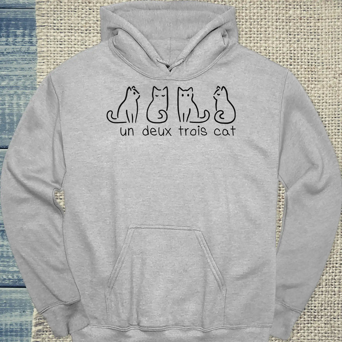 Hoodie - Un Deux Trois Cat - Unisex - Katze Grau