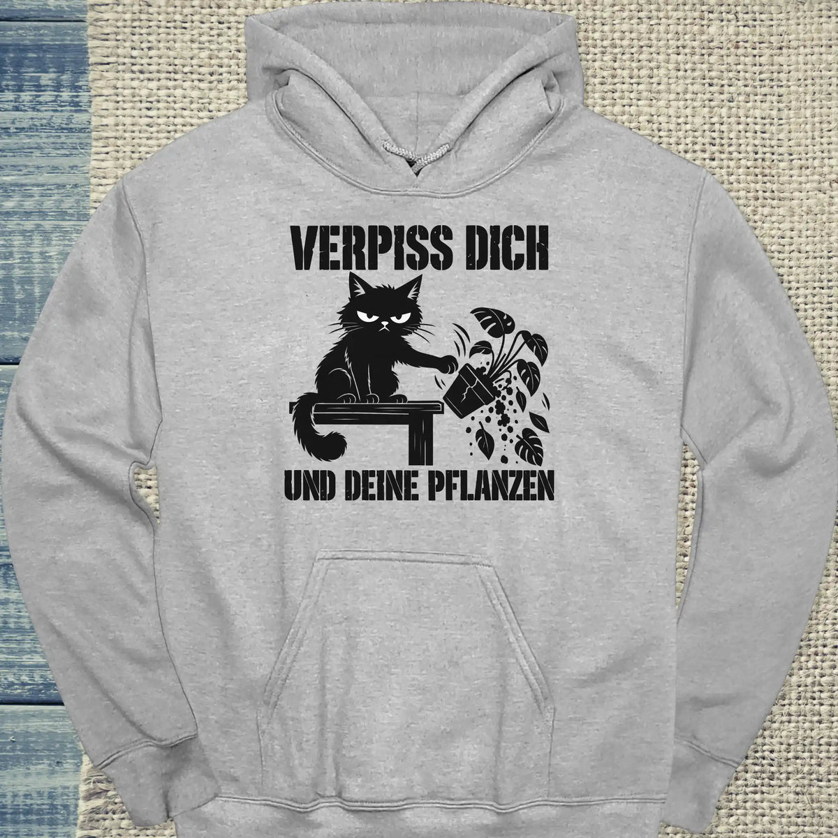 Hoodie - VERPISS DICH - Unisex - Katze Grau